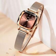 1 chiếc đồng hồ nữ thời trang chạy bằng pin, mặt nhỏ tối giản và dây đeo lưới sang trọng, quà tặng. - Cà phê nâu - Xem 7