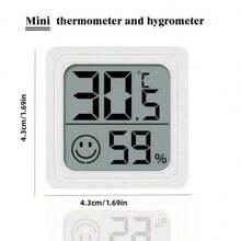 1/2/3/4 buah Termometer dan Higrometer Digital Mini, Monitor Suhu dan Kelembaban Dalam Ruangan dengan Layar, Putih - Putih - View 3