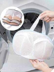 1pc Bra Shape Mesh Laundry Bag, Thick Honeycomb Mesh Bra Washing Bag With Handle, Anti-Deform Lingerie Wash Pouch For Washing Machine, Underwear Sports Bra Protector Laundry Storage Bag Home Travel Laundry Accessory - Multicolor - View 5