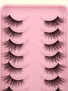 LIMEIKAI 10 cặp, 5 sợi, 12mm, kiểu nửa mắt, đan chéo, mi giả tự nhiên tối giản - Xem 4