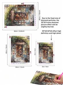 5D DIY 鑽石畫 | 秋季鄉村書店風景鑽石畫套件。高清藝術鑽石，手工裝飾畫，水鑽全鑲嵌手工藝套件，鍛鍊 DIY 技巧與專注力。 - 彩色 - 查看 4