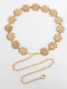 1 chiếc dây đeo eo hình hoa bằng kim loại thời trang và thanh lịch - Vàng - Xem 2