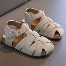 夏季儿童凉鞋，软底防滑幼儿鞋，复古编织女童沙滩鞋，透气软底幼儿鞋，防滑男童休闲沙滩凉鞋，新款夏季婴儿凉鞋，软底防滑幼儿鞋，软底防滑婴儿幼儿沙滩鞋 - 米色 - 查看 2