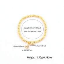 1条简约经典泡泡字母心形金色珠子手链（女士款） - 金黃色 - 查看 2