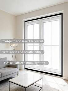 Malla de pantalla de ventana anti-mosquitos de alta calidad, adecuada para puertas y ventanas, con ventilación y transparente, bloquea eficazmente a los mosquitos, moscas y otros insectos - Borde negro con malla blanca - Ver 1