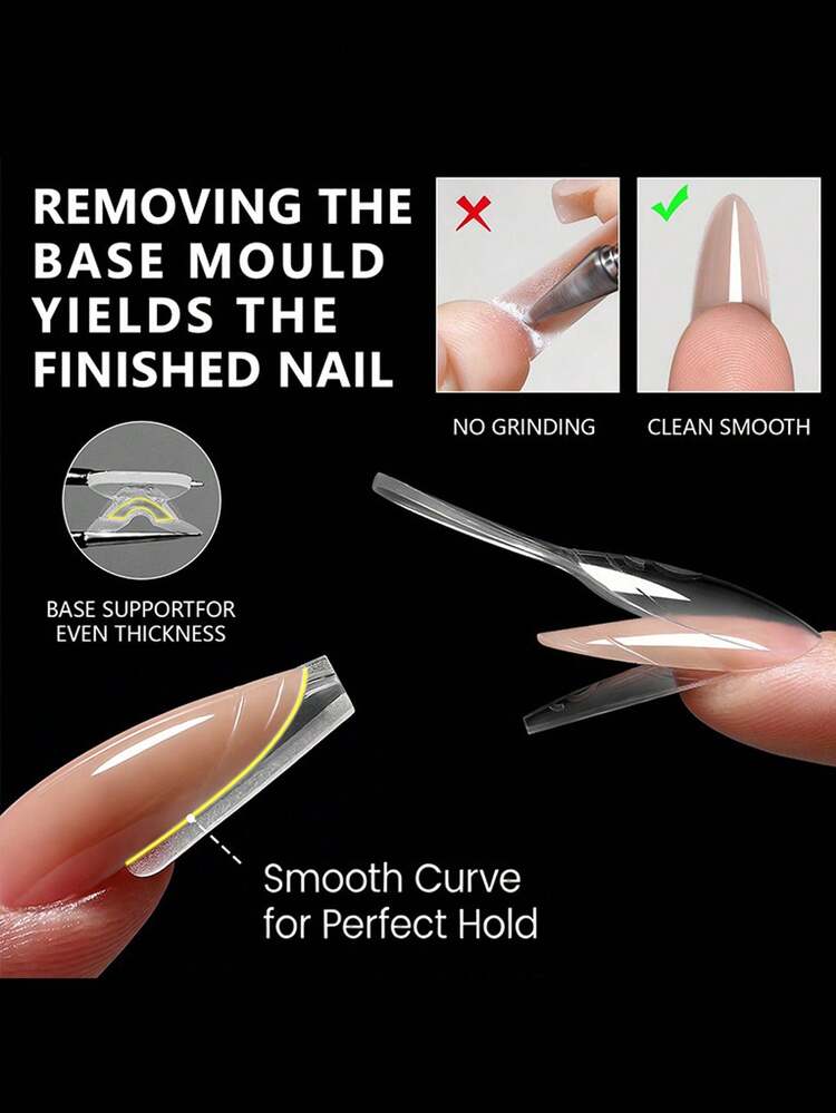 240pcs/Box Original Sandwich Nail Forms, Quick Nail Extension Without Paper Forms, 15 Sizes Plastic Nail Molds, Manicure Tools - Multicolor - View 4