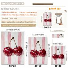 1 Peça, Arte de Parede em Tela, Arte de Parede Emoldurada, Arte de Parede com Tema de Cereja, Decoração de Cozinha Vintage Vermelho Fruta, Pôster de Arte Pop de Cereja, Decoração de Sala de Jantar de Verão Vintage, Arte de Parede de Estilo Fazenda Doce, Pôster de Estilo Preppy, Decoração de Apartamento, Decoração de Quarto de Menina Rosa, Decoração Inspirada em Dopamina, Decoração de Quarto de Estudante, Decoração de Sala de Estar, Decoração de Banheiro, Decoração de Cozinha, Decoração de Sala de Jantar, Decoração de Quarto, Presentes, Presentes de Inauguração, Decoração de Escritório - cereja - Visão 3