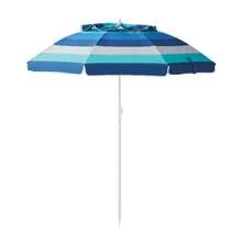 Heavy-Duty 6' Blue Striped Beach Umbrella, UV Resistant Windproof Portable Sun Shelter For Camping & Poolside - 單身的 - 查看 4