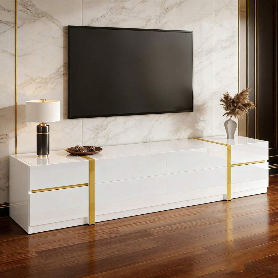 Television Stands & Entertainment Centers - White + MDF + Particle Board - View 1