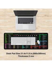 1个多功能快捷键键盘鼠标垫，大号Excel鼠标垫，橡胶防滑底部设计，装饰性桌面垫，适用于学校、家庭、游戏、编辑、数据格式化、电子表格和其他基本用途 - 彩色 - 查看 11