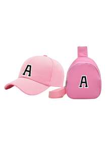2pcs/Set Kids Baseball Cap & Mini Backpack, Outdoor Sun Hat With Strap For Boys & Girls, UV Protection, Ages 3-12 - Pink - View 7