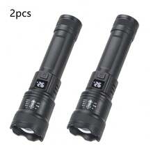 1pc Rechargeable Portable LED Zoomable Flashlight With Digital Display, Suitable For Outdoor Camping, Fishing, Hunting, Hiking, Trekking, Exploration, Emergency - Multicolor - View 8
