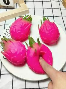 1/2个趣味火龙果挤压玩具，柔软挤压减压，办公室和家庭趣味玩具，圣诞节和新年节日礼物 - 彩色 - 查看 5