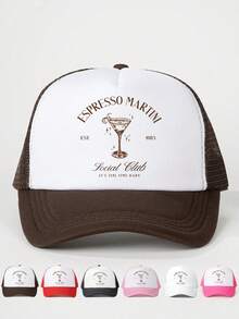 Mũ lưỡi trai điều chỉnh được, thêu hình ly Martini phối màu, kiểu dáng thường ngày, thích hợp cho du lịch mùa xuân/thu, bảo vệ da khỏi ánh nắng mặt trời đa năng, phong cách Y2K dành cho giới trẻ. - mũ bóng chày - Xem 23
