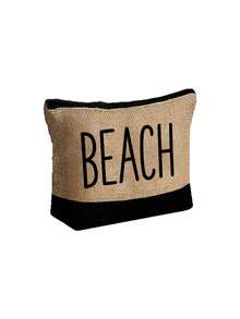 Women's Beach Tote Bag Set, Includes "BEACH" Canvas Bag, Khaki Wavy Beach Sun Hat, Tote Bag, Cosmetic Bag, Wide Brim Sun Hat, Bow Outdoor Travel Hat, Suitable For Spring/Summer Beach Use, Adjustable - Multicolor - View 13