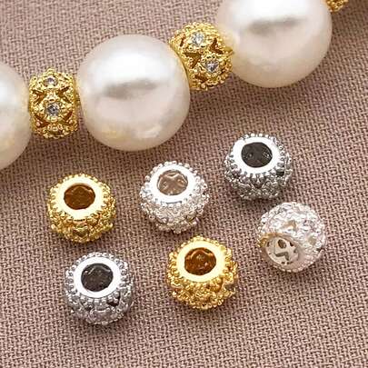 3 món trang sức tự làm gồm vòng tay, dây chuyền và bông tai bằng đồng mạ vàng 18K dày + bạc, đính đá Zirconia, kích thước 4mm, thích hợp cho tiệc cưới hoặc đeo hàng ngày.