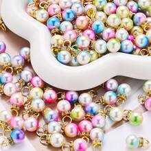 Bộ 20 hạt ngọc trai nàng tiên cá 10mm, hạt ngọc trai giả óng ánh với hạt đệm nhỏ màu vàng, dùng để làm vòng cổ, vòng tay, bông tai cho nữ, phụ kiện trang sức mùa hè. - Nhiều màu - Xem 6