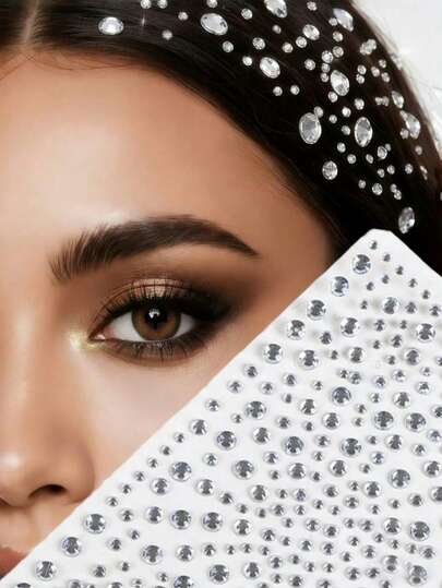4/8pcs Self-Adhesive Rhinestone & Faux Pearl Stickers, Holiday Decorations, Hair Accessories, Rhinestone Stickers, Hair Styling Tools, Hair Accessories,Summer,Travel Hair Tool Kit