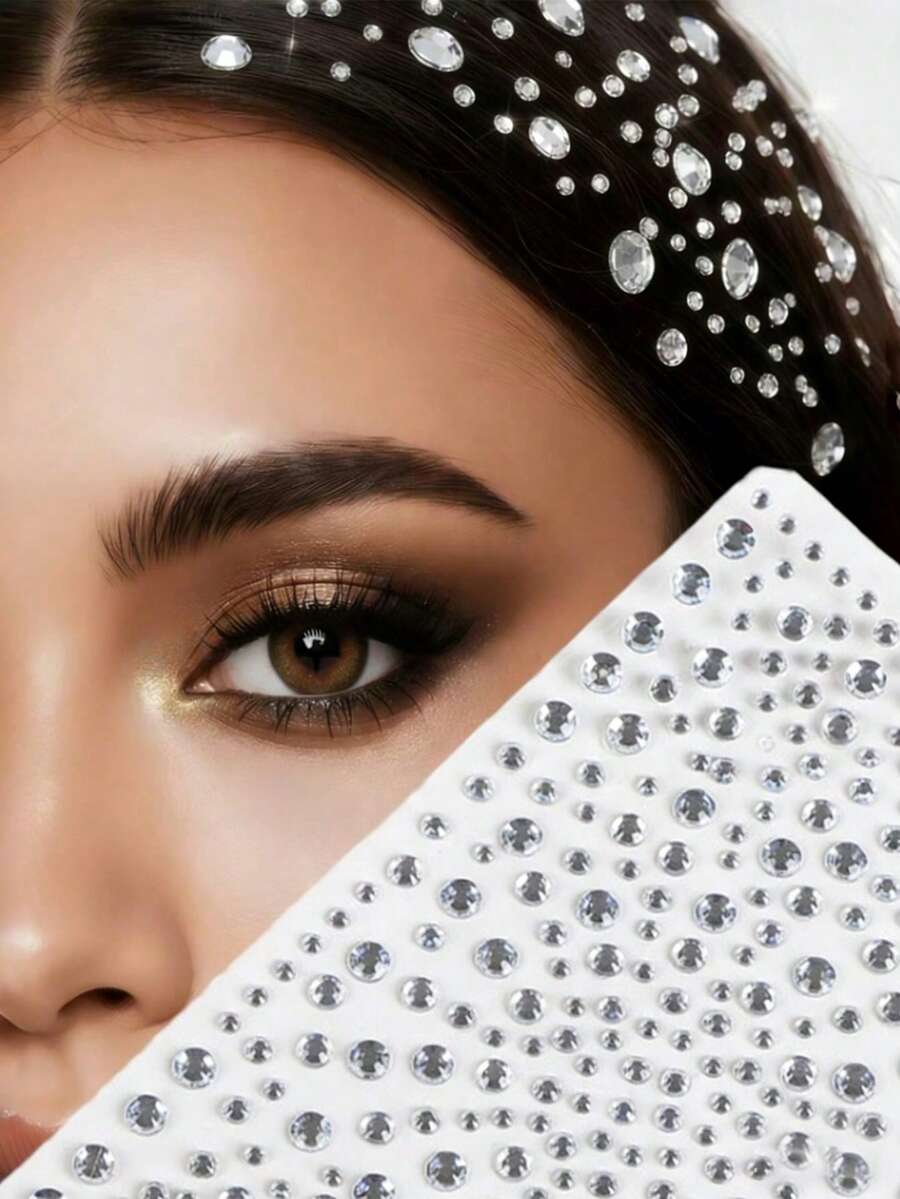 4/8pcs Self-Adhesive Rhinestone & Faux Pearl Stickers, Holiday Decorations, Rhinestone Stickers, Hair Styling Tools, Hair Accessories - Multicolor C - View 1