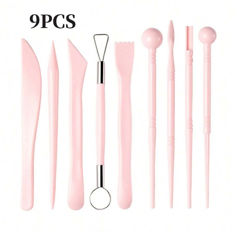 Set de 9 piezas de herramientas de arte de cerámica, escultura de arcilla, arcilla suave, DIY - Juego de 9 herramientas para cerámica - Ver 1