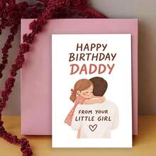 1pc Happy Birthday Card For Dad From Daughter - Perfect For Father's Birthday Celebration, Expressing Love And Appreciation With Cute Heart Design - One Size Fits All - View 2