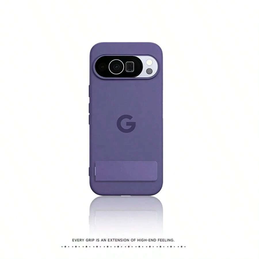 Ốp lưng điện thoại có chân đế bằng vải nhung, tương thích với Pixel 6, 6A, 6 Pro, 7, 7 Pro, 7A, 8, 8A, 8 Pro, 9, 9 Pro, 9A, 10, 10 Pro, 10 XL, 10A - Màu tím đậm - Xem 1