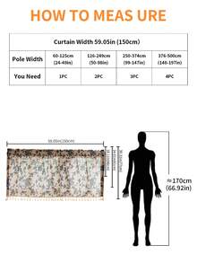 LOSPRING 蓝色花卉藤蔓印花亚麻质感窗帘，流苏边半透明厨房半帘 - M-03LT - 查看 10