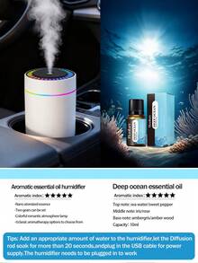 1 180ml Car Humidifier,Mini Moisturizer For Car With Romantic Colorful Night Light.Features Large Mist Output,Quiet Operation,Auto-Timer,2 Working Mode.Compatible With Essential Oils (6 Scents Available)Applicable Car,Office,Bedroom,Living Room,Study - Black and White - View 22