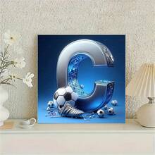 1件套钻石画套装，卡通足球主题，圆形钻石画，包含足球和球鞋图案，DIY马赛克画布，适合家居墙面装饰，创意礼物，送给家人、朋友和老师 - 查看 6