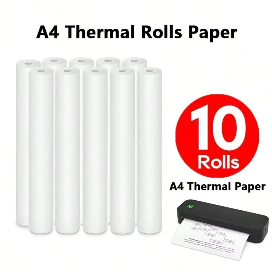 A4 Thermal Paper Rolls 1/2/4/10Rolls High Quick-Dry For Printing Documents/Examination Papers/Office/Home A40/M08F/X8 Printers - View 1