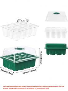 12-Slot Seed Sprouting Tray Set With Humidity Dome And Base. Sturdy Seed Germination Tray Kit For Outdoor Use, Includes Ventilation Cover And Drainage Holes, Suitable For Vegetable, Flower And Herb Seed Planting - Requires Assembly - Multicolor - View 8