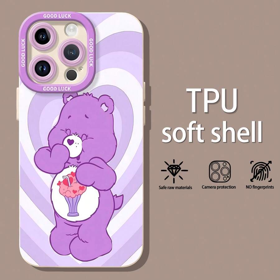 Batido de Ositos Cariñositos Morados con temática de amorfunda de teléfono Fundas compatibles con ,Apple,VIVO,OPPO,,, y Honor.Fabricadas en silicona TPU,ofrecen protección contra golpes y caídas. - Blanco - Ver 1