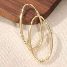 1 Pair Classic Minimalist Gold Hoop Earrings, Women's Daily Party Jewelry, Creative Earrings Suitable For All Occasions, Perfect Holiday Gift - Gold - View 2