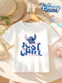Disney Authentic Stitch Young Boy Unisex T-Shirt, Luxury Fashion, Suitable For Daily Wear, Sports And Festivals - White - View 1