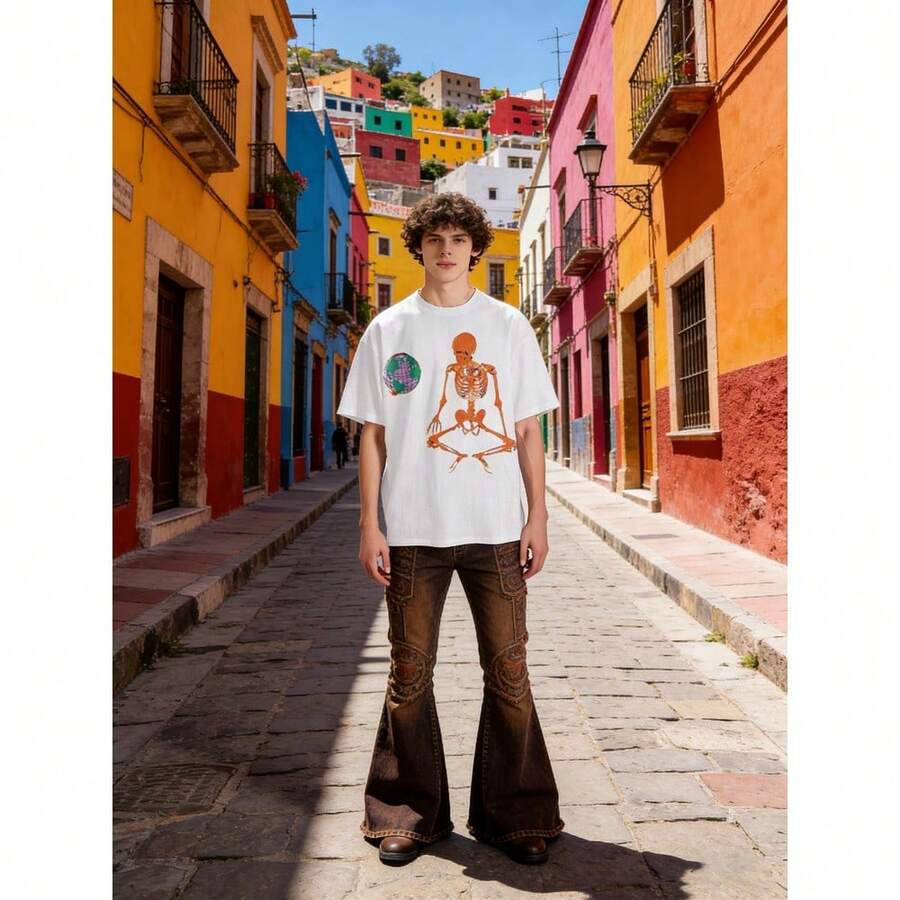 Playera Esqueleto Meditativo - Blanco - Ver 1