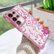 1个全新简约电镀海龟气囊防摔/加厚透明TPU保护壳，适用于苹果17 Pro Max/16 Pro Max/16 Pro/16/13 Pro Max/12 Pro Max 11/15 Pro Max/14 Pro Max/三星Galaxy SAM/荣耀Note 13 Pro/S23 Ultra/S24 Ultra/S25/A56等手机保护套 - 粉色 - 查看 1