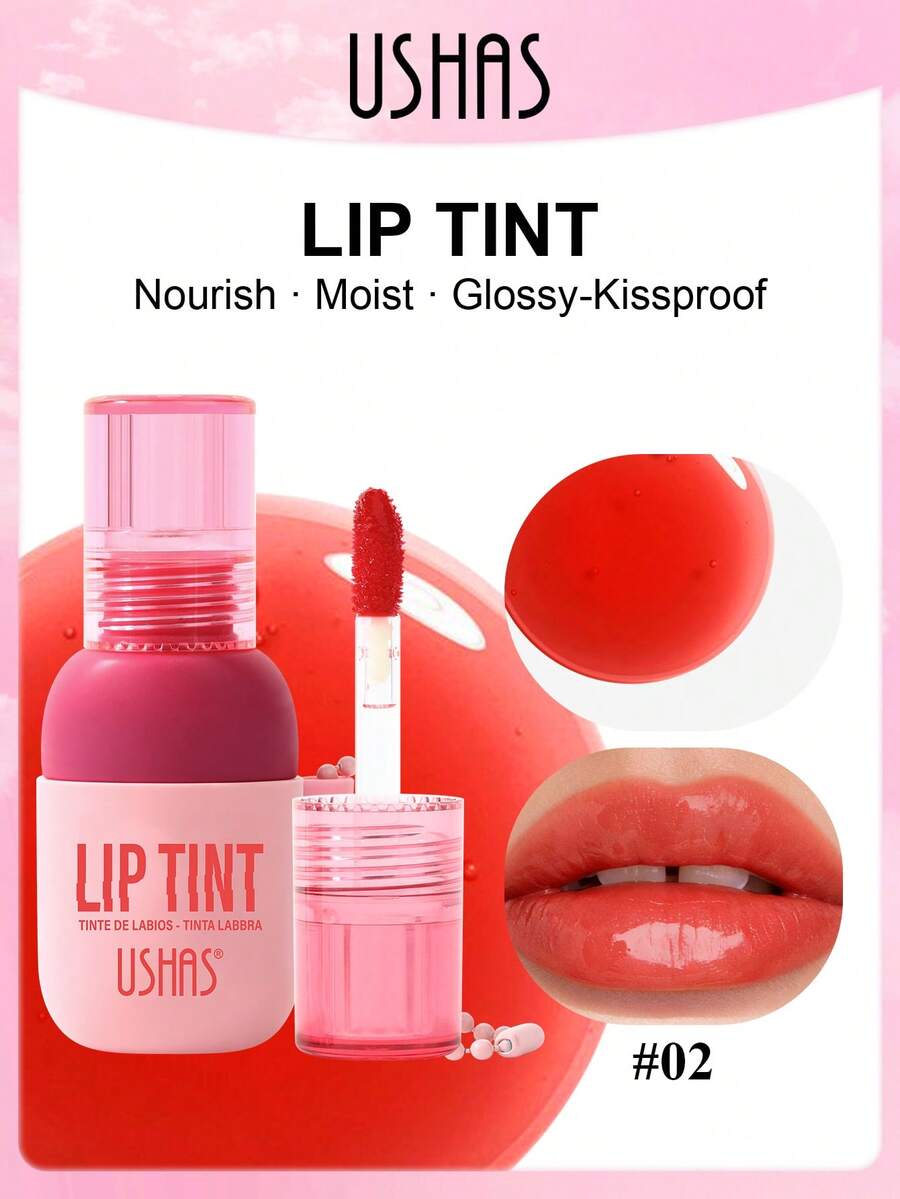 USHAS 果汁唇釉，吊坠设计，3 种颜色可选，轻盈滋润，水果灵感色调，适合日常妆容，节日及送礼必备，打造水润唇妆