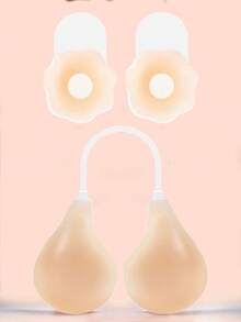 Strapless Invisible Self-Adhesive Gather Bra, Backless Bra Cups, Reusable Nipple Covers For Women, Suitable For Summer Wedding Dresses - Apricot - View 23