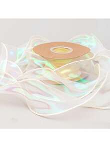 1pc Rainbow Mermaid Tail Decorative Satin Ribbon, Featuring Iridescent Wavy Design With Scalloped Edge And Decorative Mermaid Tail Pattern, Ideal For DIY Crafts, Floral Arrangements And Home Decor. Perfect For Christmas, Easter And Valentine's Day. - Multicolor - View 11