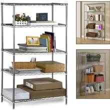 5 Tier Silver Metal Storage Rk Shelving Wire Shelf Kitchen Office Unit Stand. - Multicolor - View 3