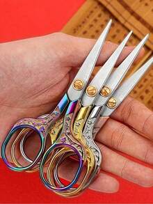 1 Set Multipurpose Scissors, Retro Stainless Steel Sewing Scissors - Precise Cutting Of Fabric And Threads, Suitable For Embroidery, Sewing Supplies And Tailoring Accessories. Sewing Supplies, Retro Embroidery Scissors, Sewing Scissors, Stainless Steel Detail Scissors, Suitable For Embroidery, Sewing, DIY Crafts And Office Use. - One Size - View 1