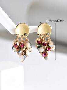 1 Pair Women's Personalized Fashion Beaded Tassel Pendant Earrings Suitable For Daily Wear And Vacation - Multicolor - View 4