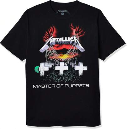 Men's  Master Of Puppets T-Shirt Is Suitable For Everyday Casual Wear, Comfortable Short-Sleeve Shirt, Suitable For All Seasons, Machine Washable, Men's Clothing, Men's Graphic T-Shirt, Women's Graphic T-Shirt, Men's Apparel, Graphic T-Shirt, Cool T-Shirt, Men's, Men's Clothing, Fun Shirt, Summer Top, Summer, Vacation Outfit, 100% Cotton Black T Shirt, Unisex