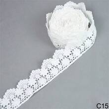Dây ren trắng 5 thước/lô, ruy băng ren thêu cotton, vải ren móc, phụ kiện may vá thủ công DIY. - Màu xanh (1 cái) - Xem 20