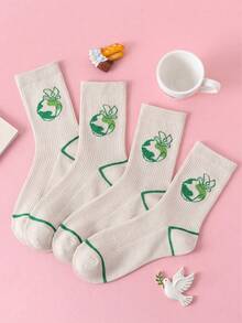 1/3 Paar Unisex Friedenstaube Muster einfarbige atmungsaktive schweißabsorbierende Knöchelsocken, koreanischer Stil für täglichen Arbeitsweg-Outfit - Verschiedenfarbig - Übersicht 5