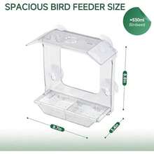 Window Bird Feeder With 4 Extra Powerful Suction Cups, Large Clear Bird Feeders For Outside With Double Seed Tray, Bird Watching For Cats, Easy To Install And Wash For Viewing & Garden Decor - / - View 2