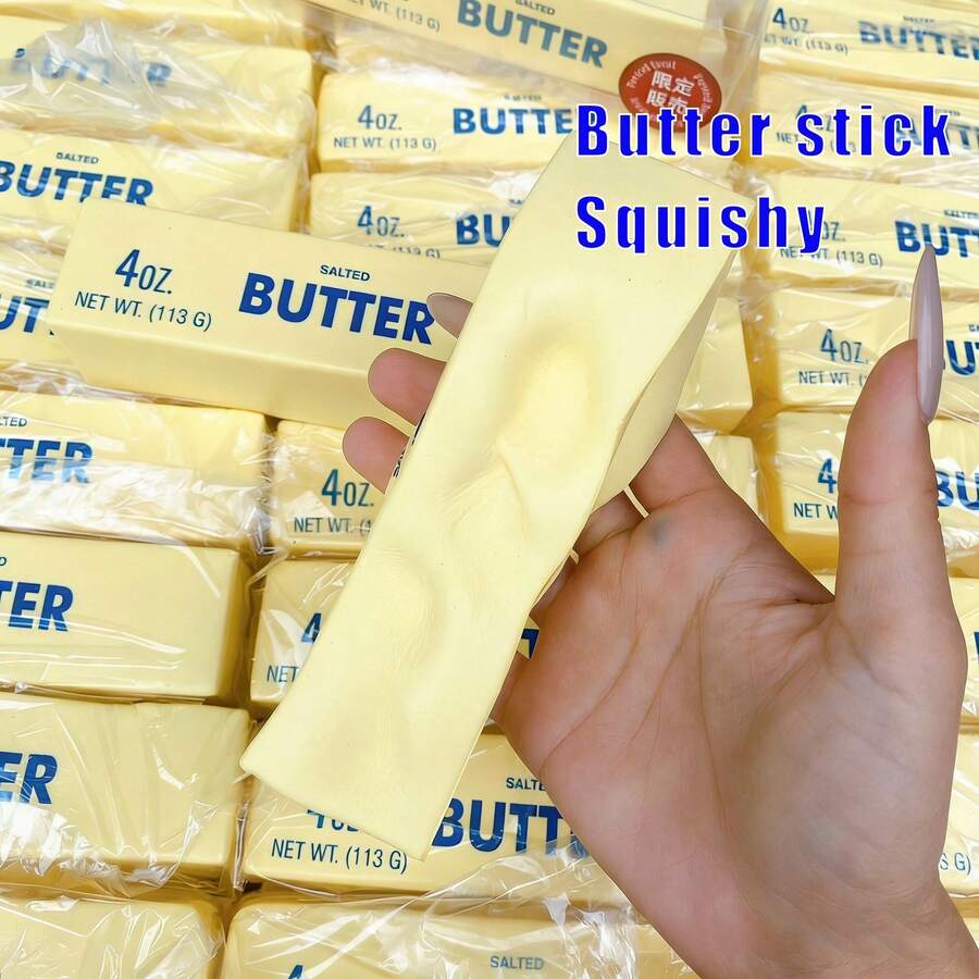 4盎司柔软逼真黄油挤压玩具，慢回弹感官解压玩具，抗压放松棒，舒缓搞笑礼物，日常减压