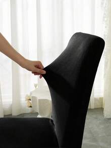 1 Pieza o 4 Piezas Fundas de Silla de Comedor de Terciopelo - Suaves, Lavables, Elásticas y Ajustadas, Diseño Liso. Ideales para Sillas de Comedor, Sillas de Banquete y Uso en el Hogar, Restaurante o Fiesta. Perfectas para Navidad y Otras Festividades. - Negro - Ver 5