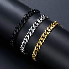 1pc Men's Stainless Steel Fashion Minimalist  Chain Bracelet - Silver - View 8