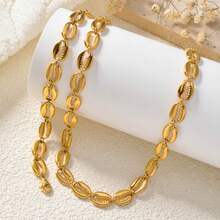 Bộ 2 món trang sức hình vỏ sò mạ vàng 18k phong cách Bohemian dành cho nữ và nam, thích hợp đeo hàng ngày, dự tiệc, mùa hè hoặc đi biển. - Vàng - Xem 3